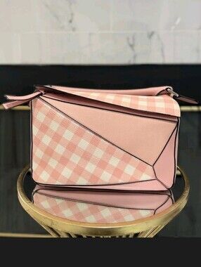 Loewe Pink Gingham Puzzle Crossbody Bag-Large